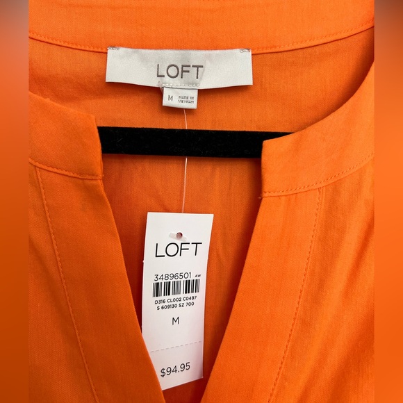 Loft orange drawstring summer dress Size M - Picture 5 of 6